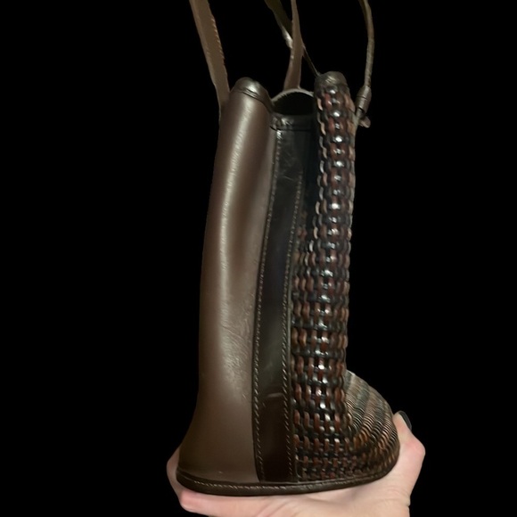 Brighton Dark Brown Vintage Picnic Basket Raffia Shoulder Purse. - Picture 6 of 10